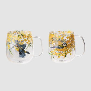 Mimosa Great Tit Bird Glass Mug