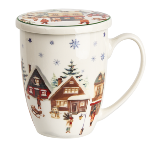 577 Winter Christmas Village Tea Infuser Mug