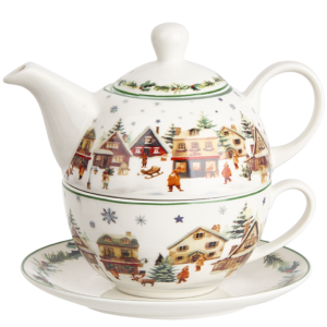 Winter Christmas Village Tea For One Set